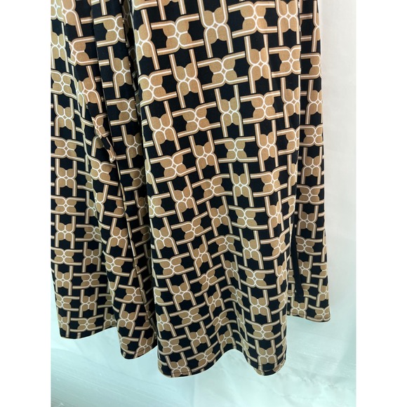 Women's Geometric‎ Wrap Midi Dress Short Puff Sleeves S Secretary 50's Church - Picture 9 of 13